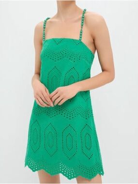 Hyacinth House NWT Green Eyelet Beaded Strap Mini Ibiza Dress size large